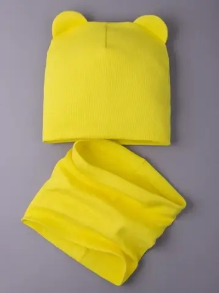 Шапка с ушками для малышей и снуд на осень