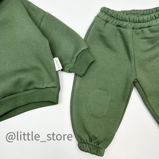 Комплект из футера с начесом "Медвежонок" хаки