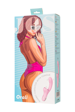 Виброкролик с ласкающим язычком JOS Orali, силикон, розовый, 22 см