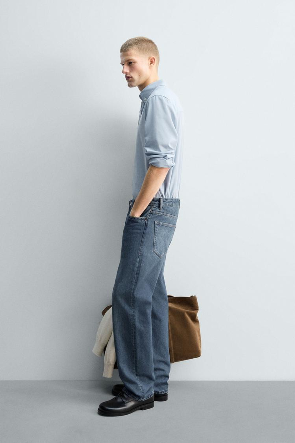 ZARА РУБАШКА RELAXED FIT - LIMITED EDITION, НЕБЕСНО-ГОЛУБОЙ