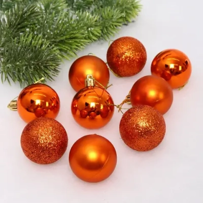 Новогодние шары 4 см (набор 24 шт) «Микс фактур», янтарь