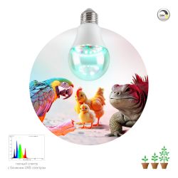 Лампа для птиц и рептилий ЭРА Chicken с UVB спектром FITO-Dim 9W E27 | Лампы для птиц и рептилий