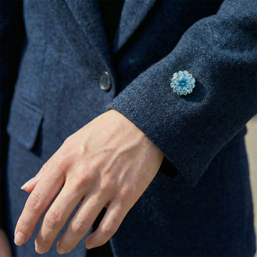 Брошь Fiore Luna Кристалл Zircon + магнит XR12099A3 BL/G