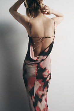 ZARA ПЛАТЬЕ С ЦВЕТОЧНЫМ ПРИНТОМ И БИСЕРОМ, РАЗНОЦВЕТНЫЙ