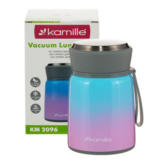 Термос для еды 530 мл. из нержавеющей стали Kamille KM 2096 с ложкой и ручкой