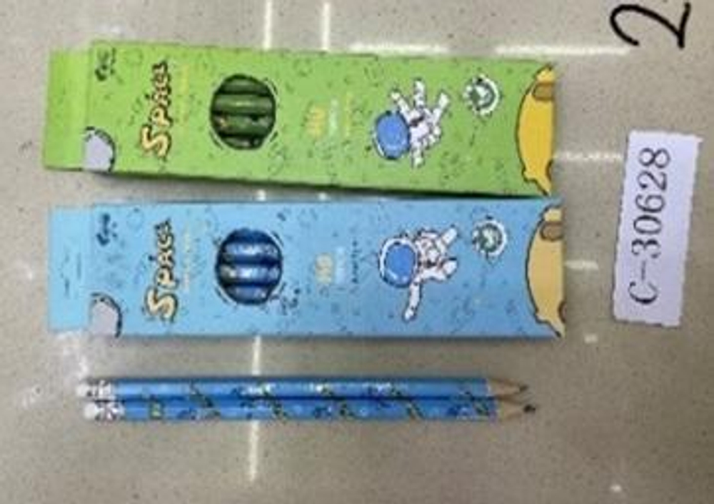 Карандаш ч/г "Космонавт" шестигранный деревянный с ластиком, 12 штук, без ШК, С-30628 (Комплект 12шт.)