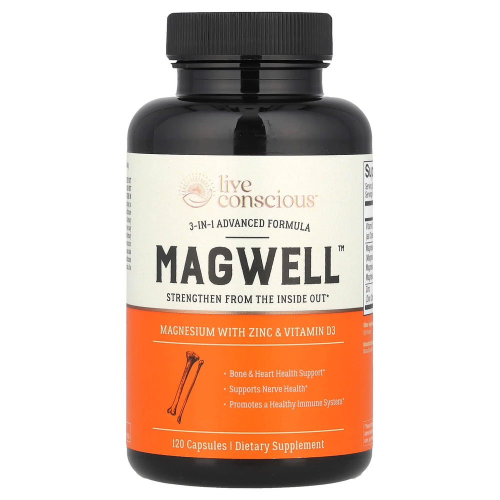 Live Conscious, MagWell™, улучшенная формула 3 в 1, 120 капсул