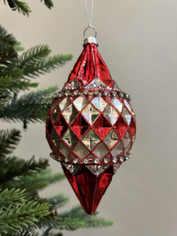 Елочная игрушка Сосулька в серебряной сетке N21,16 см, стекло