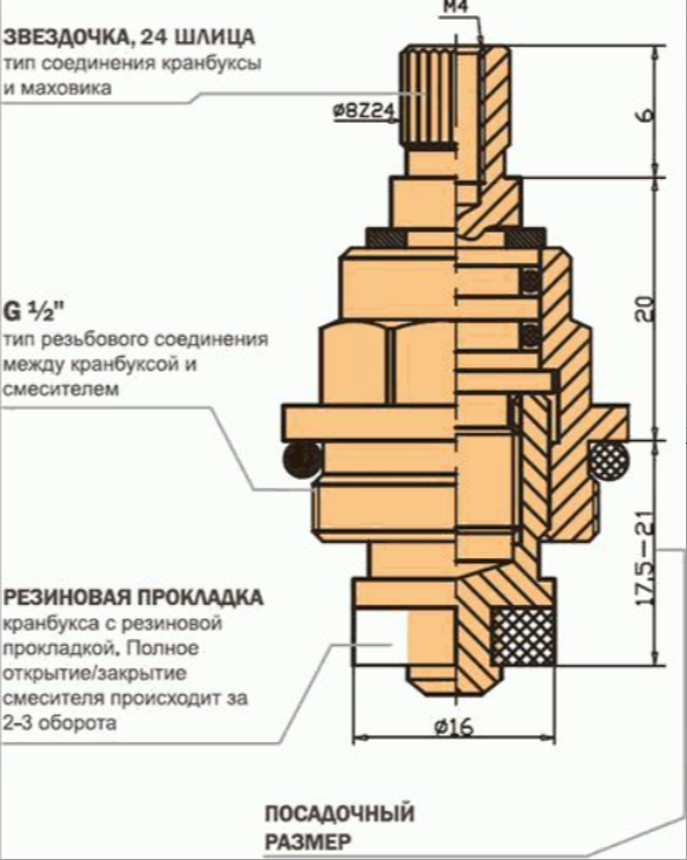 кран-букса MELODIA резина 1/2" 8*24 2 шт/уп MKP06983BL