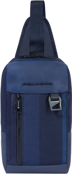 Рюкзак слинг Piquadro Steve CA6003S131/BLU темно-синий полиэстер/натур.кожа