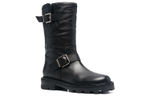 Jimmy Choo Biker II Cow Leather Round Tip Boots Women"s Black