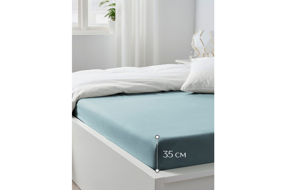 Простынь GoodNight Трикотаж 160х200х20 Голубой на резинке