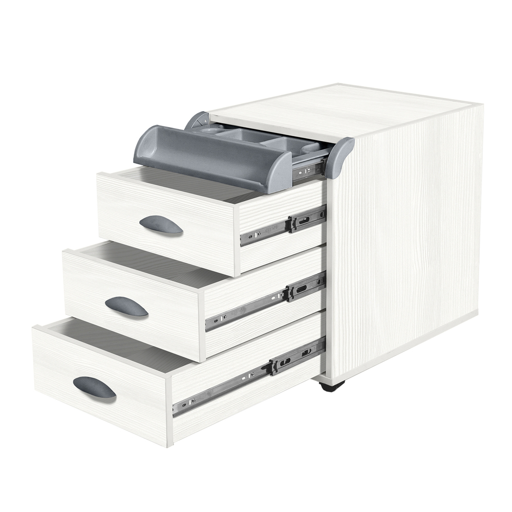 Тумба Дэми на колёсиках с 3 ящиками и органайзером для канцелярии (ТУВ.06)