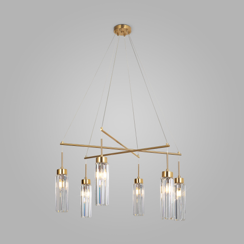 Умная подвесная люстра с хрусталем 60163/6 латунь