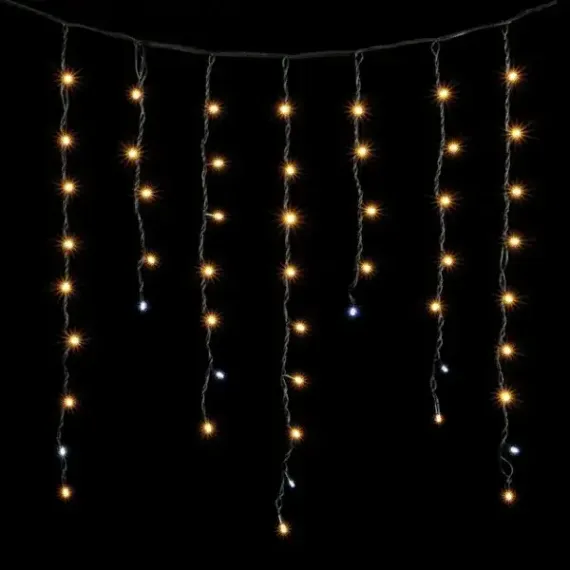 Светодиодная бахрома с колпачком 3,2*0,9 м., 168 теплых белых LED ламп, мерцание, каучуковый черный провод, LTC (LL168BLW-1-2WW)