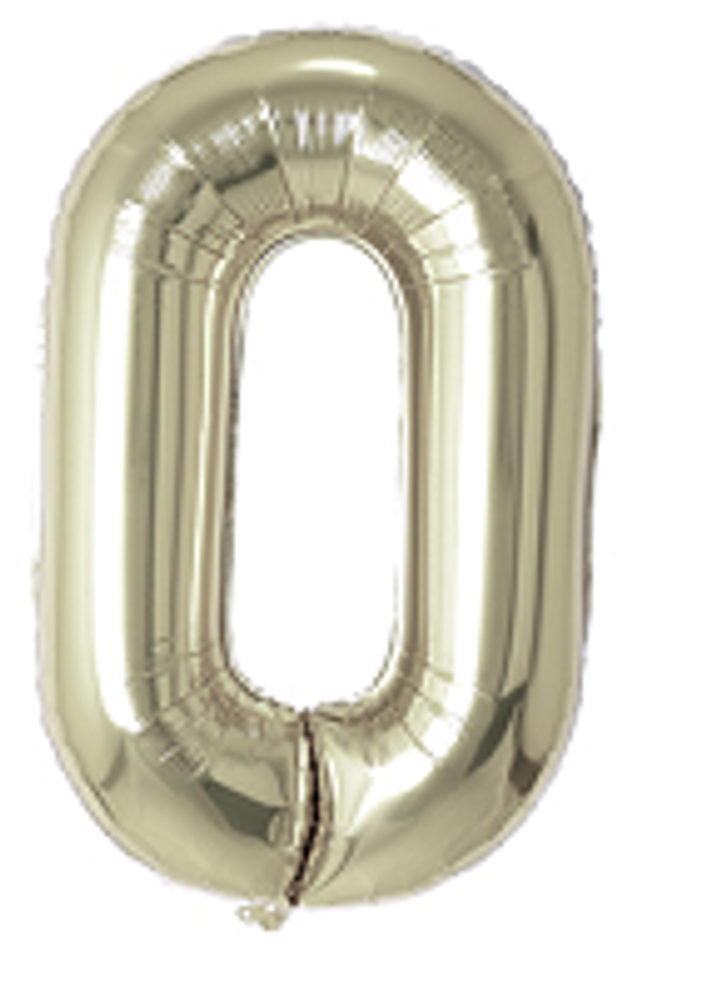Шар ЦИФРА 0 40" белое золото/White gold /102 см/К (БГ-60)