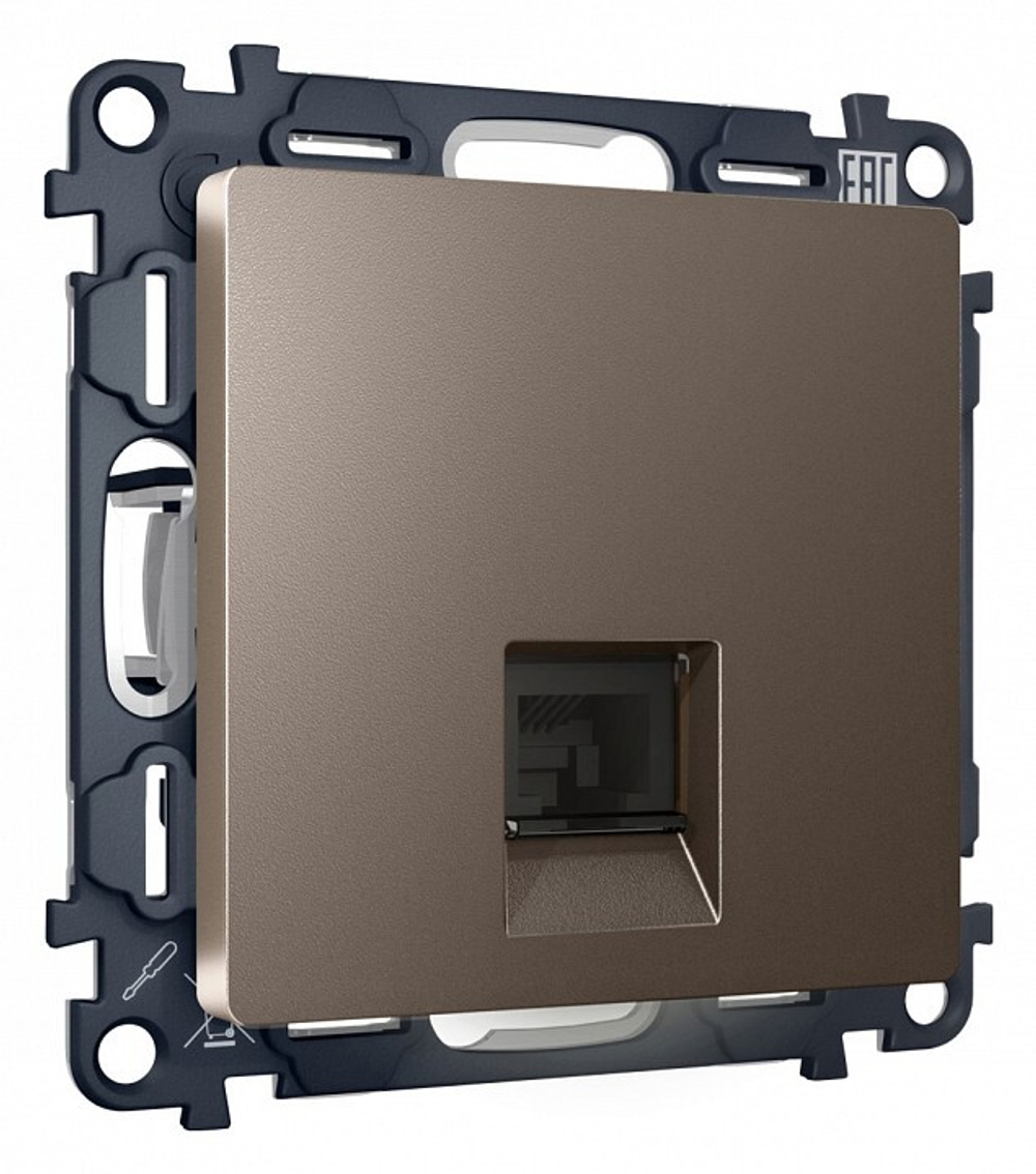 Розетка Ethernet RJ-45 и со шторками, без рамки Ambrella Volt Quant MA642010
