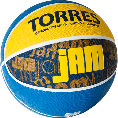 СЦ*Мяч баскетбольный TORRES Jam, B02047, р.7, резина, нейлон. корд, бут. кам., син-желт-голубой