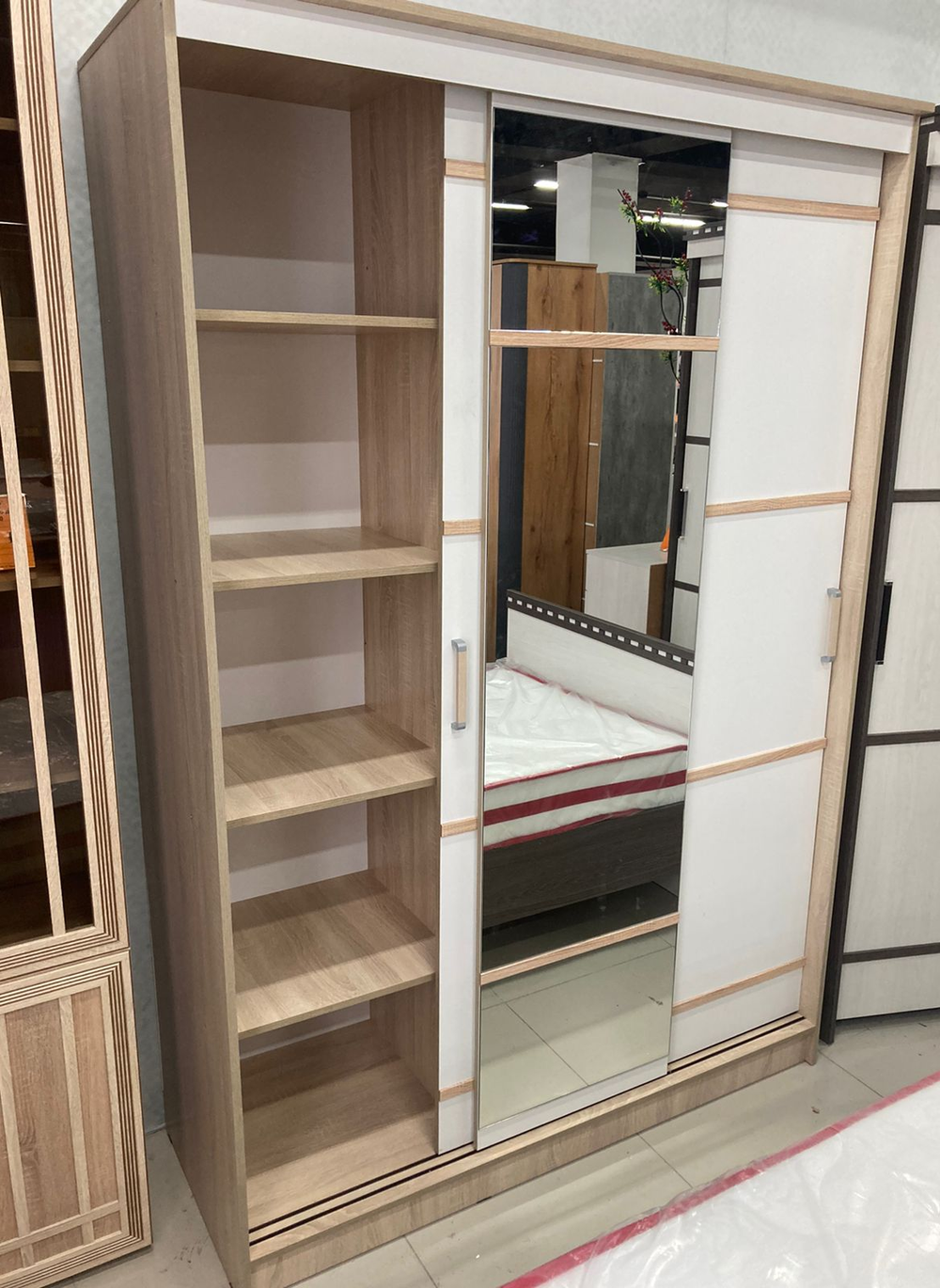 Шкаф-купе Сакура дуб сонома/белый  1500