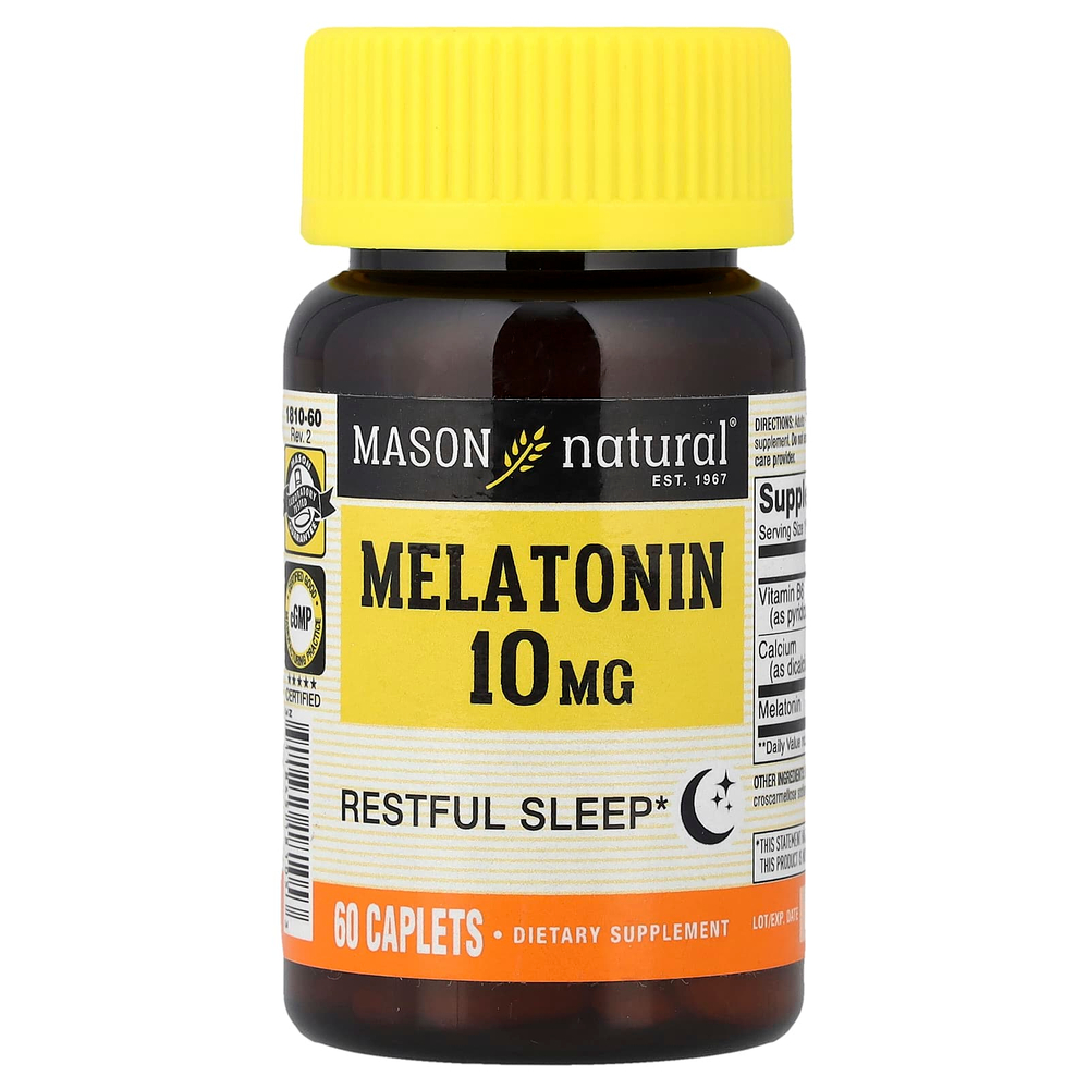 Mason Natural, Мелатонин, 10 мг, 60 капсул