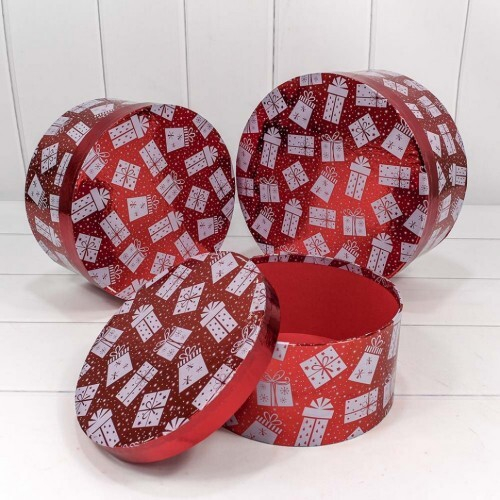 Коробка 25.5 х 11.5 см Набор 3 шт "Подарки" (Красный)