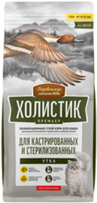 Развес Деревенские лакомства Холистик Премьер для кастрированных и стерилизованных кошек, Утка (цена за 1кг)