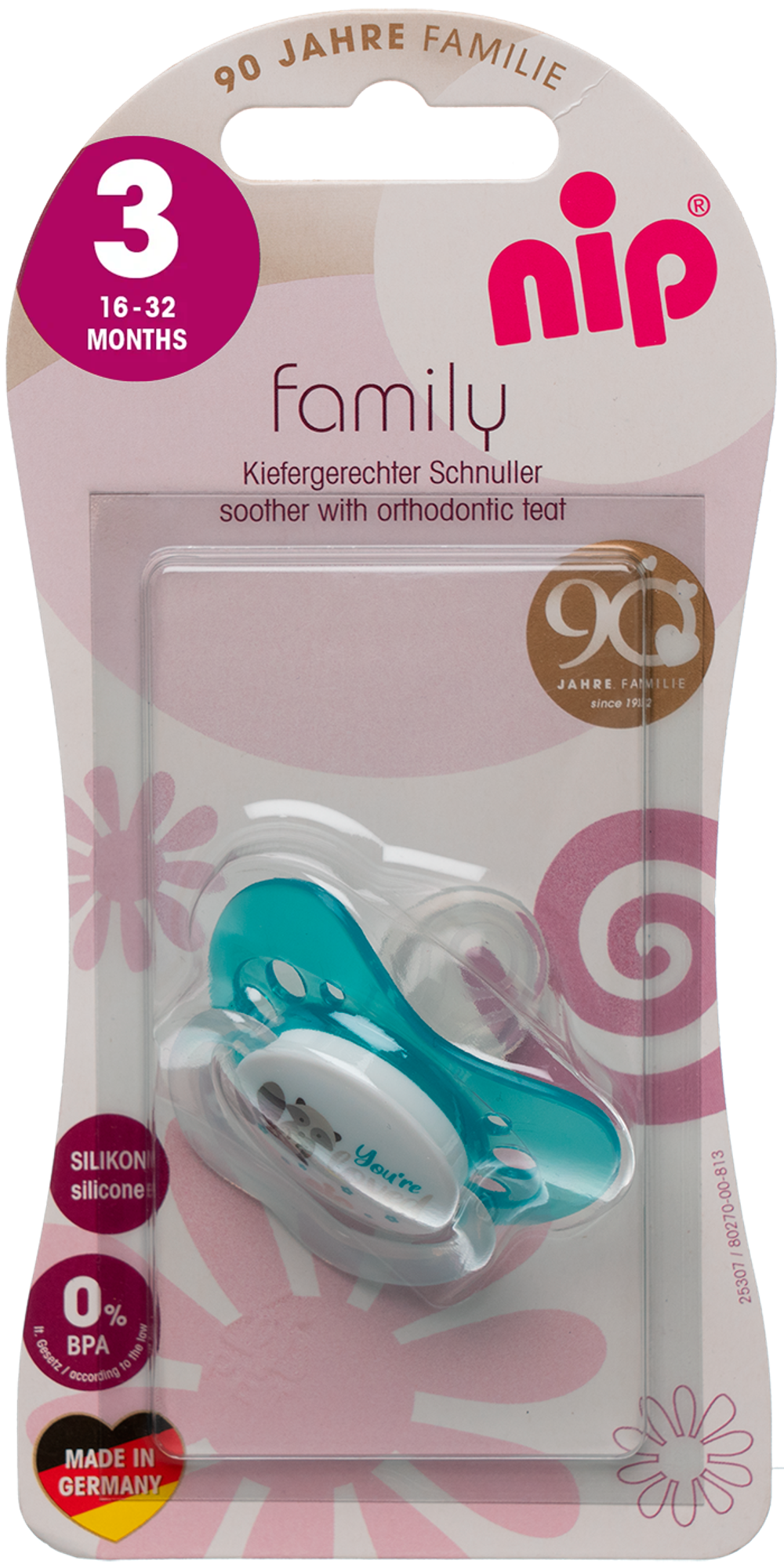 Пустышка силиконовая NIP "Family" 1 шт. енот размер 3