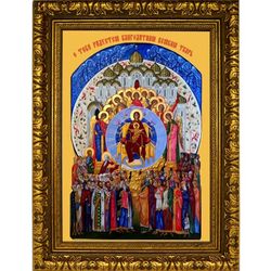 О Тебе радуется. Икона Божьей Матери на холсте.