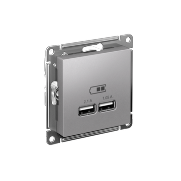 Розетка USB AtlasDesign тип A+A 5В 1х2.1А 2х1.05А механизм алюм. SE ATN000333