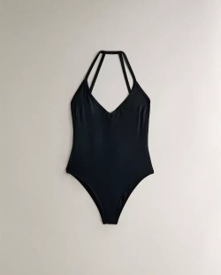 ZARA HOME КУПАЛЬНИК С БРЕТЕЛЬКАМИ НА СПИНЕ, ЧЕРНЫЙ