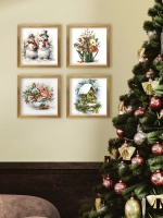 Картины на стену интерьерные на холсте 4 шт, 23*23 см