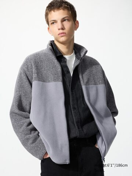 UNIQLO Флисовая куртка на молнии, серый