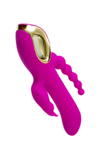 Тройной вибратор A-toys Trinny 21,5 см с кроликом и анальным отростком