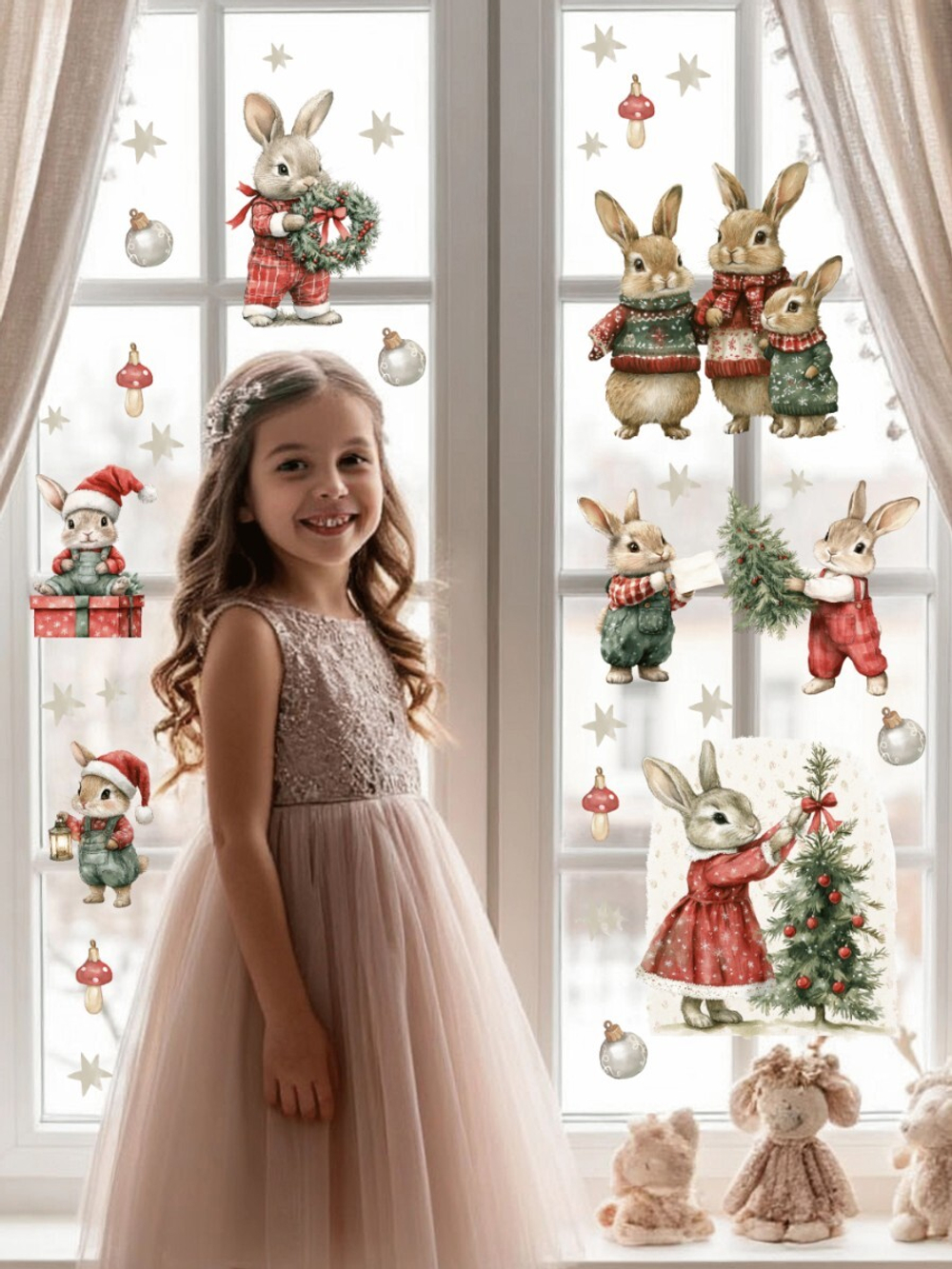 Новогодние наклейки для окон, стен и мебели