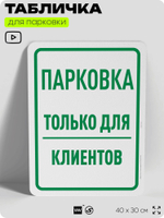 Табличка для парковки "Парковка только для клиентов", для дома, офиса, организаций, 40х30 см, Silver Plane x Айдентика Технолоджи