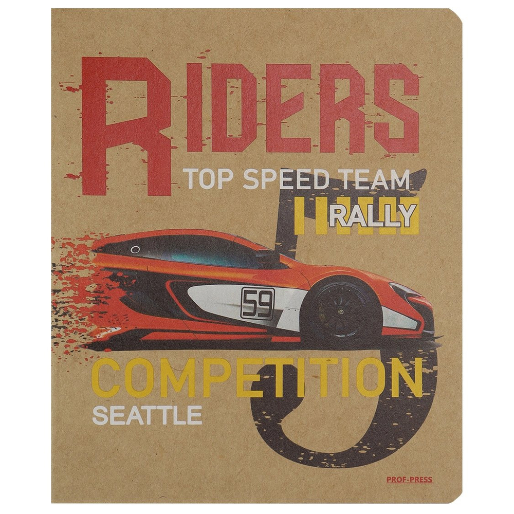 Тетрадь 48л., А5, клетка, Проф-Пресс "Легендарное авто", скрепка, крафт-картон, 5 дизайнов