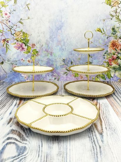 Менажница круглая 5 отделений 29 см. Бусины