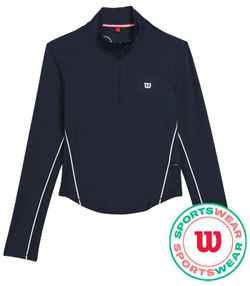 Женская теннисная футболка (dł. Рукава) Wilson Brentwood Half-Zip Longsleeve - Размер M