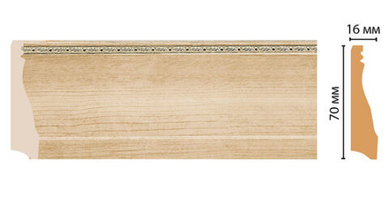 Плинтус напольный дюрополимер под дерево D193-11 70×16×2400 мм DecoMaster