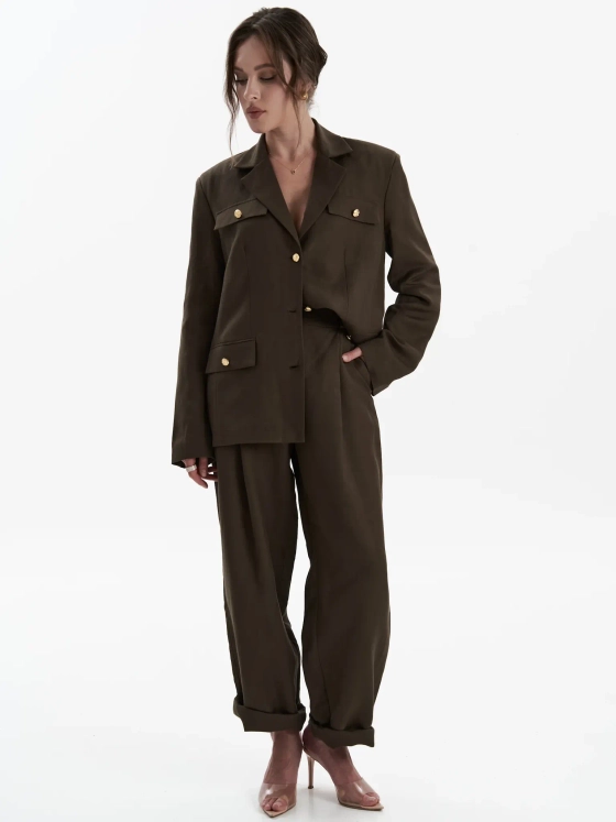 Жакет из льна в шоколадном оттенке