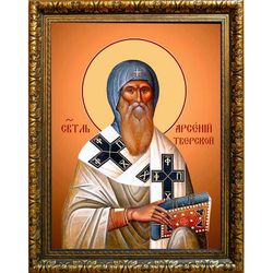 Арсений, епископ Тверской, святитель. Икона на холсте.