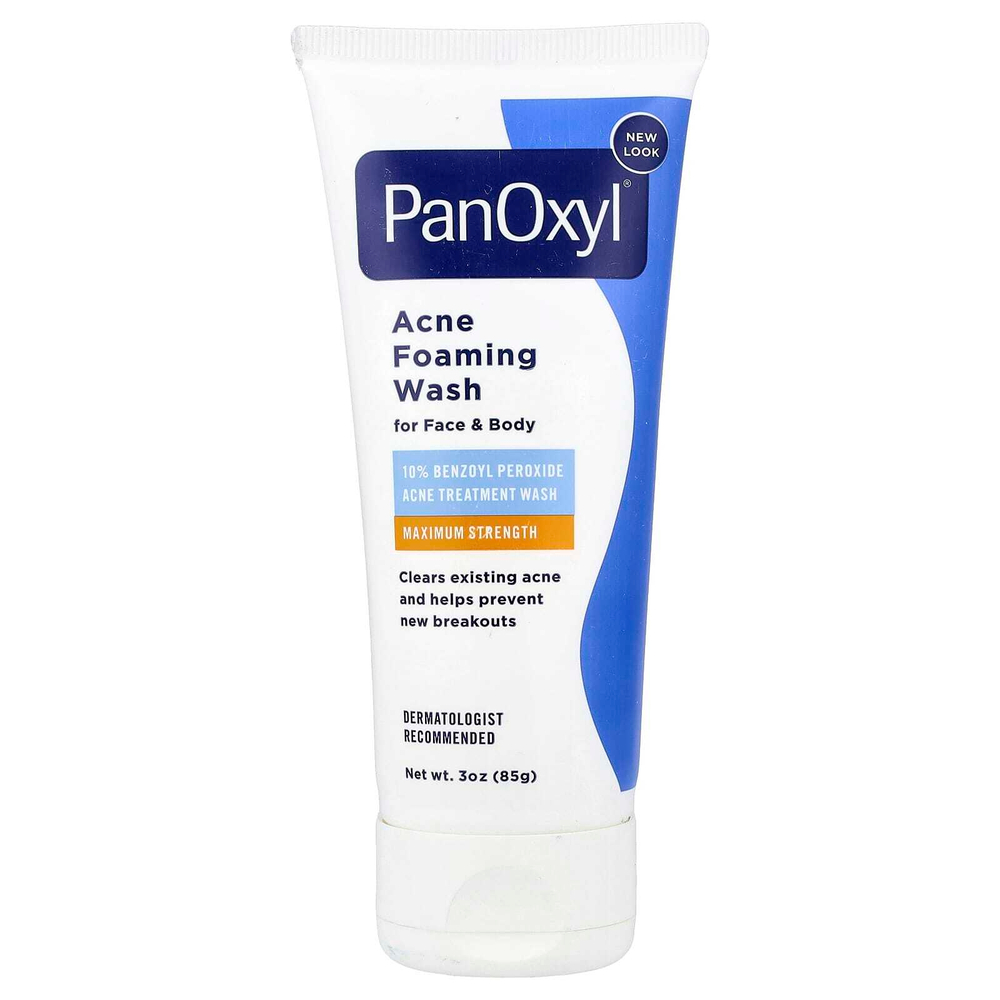 PanOxyl, очищающая пенка от акне, для лица и тела, максимальная эффективность, 85 г (3 унции)