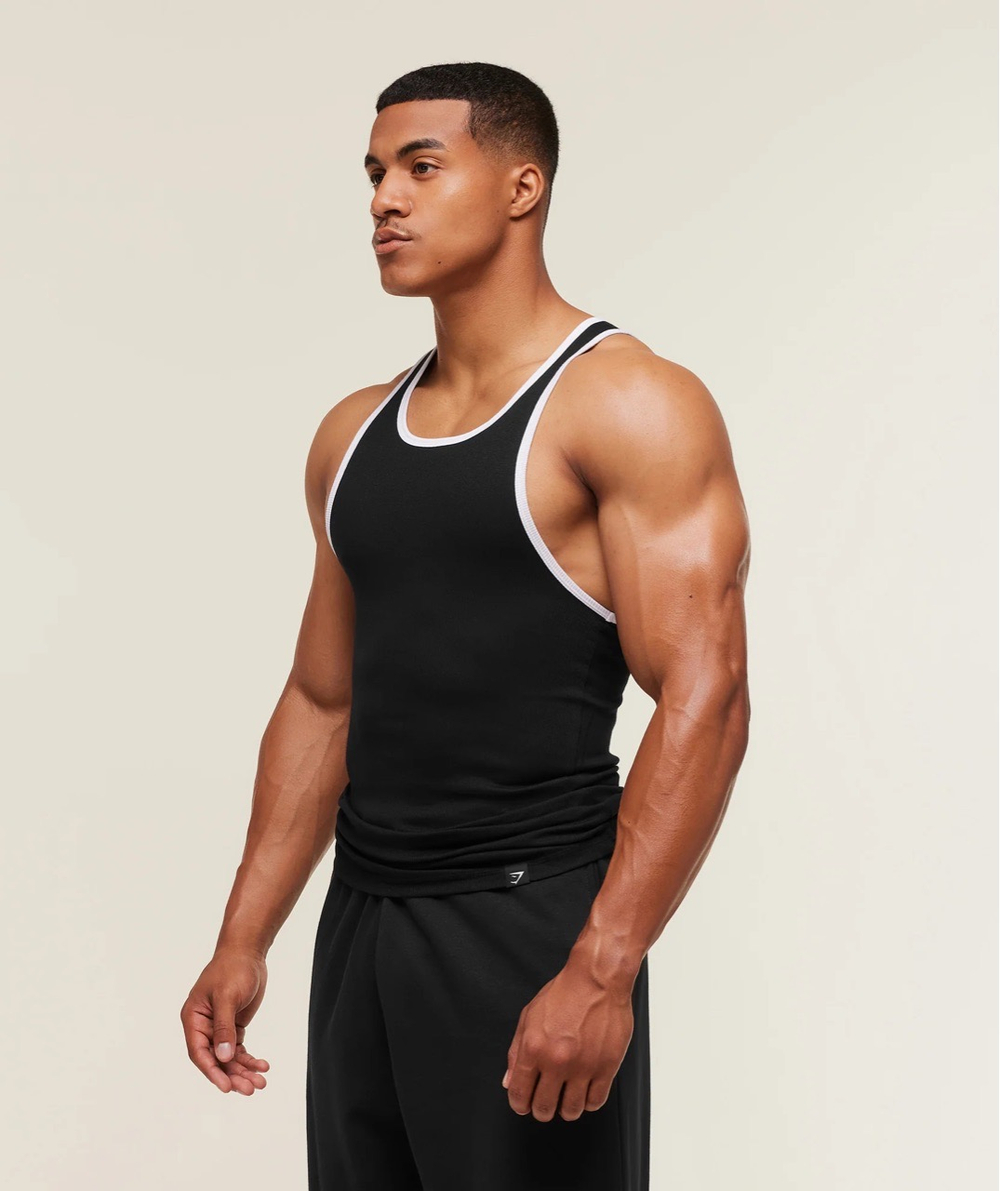 Майка GYMSHARK Ribbed Tank Black/White