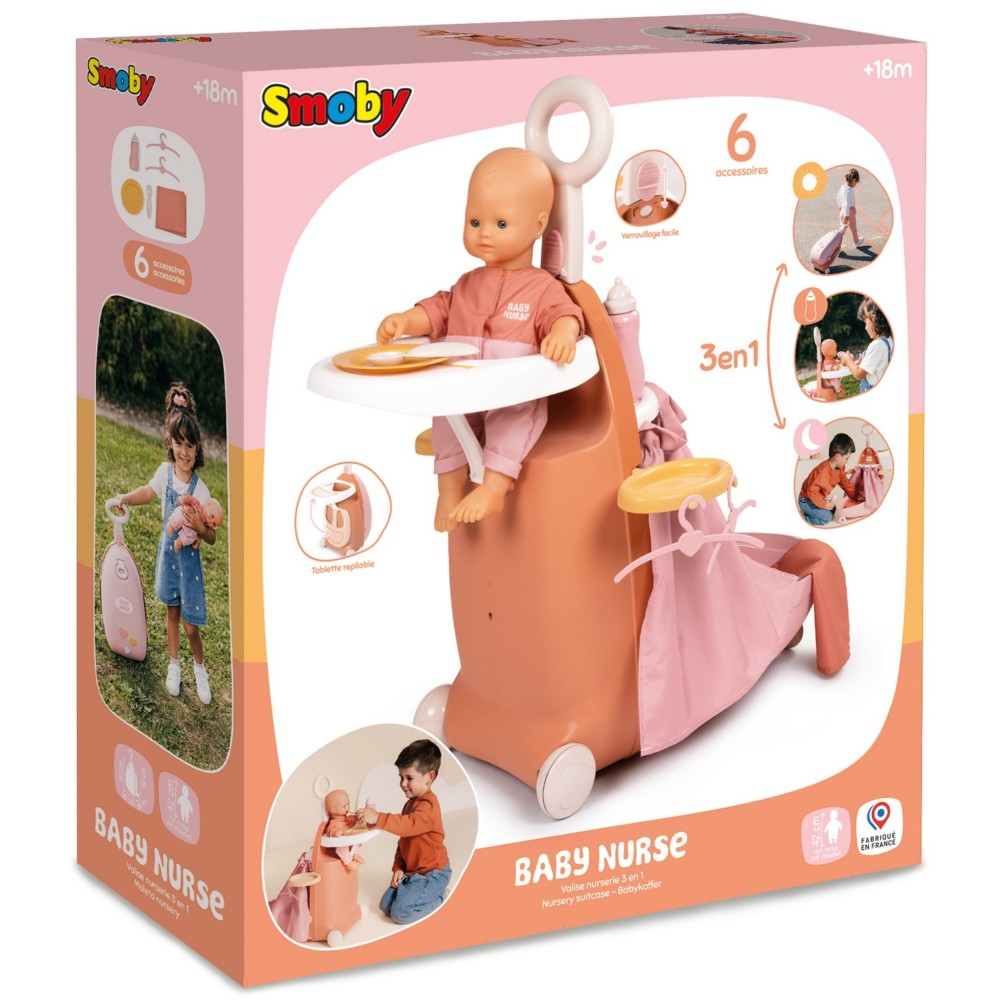 SMOBY Baby Nurse - Многофункциональный чемодан для куклы 42 см + 6 аксессуаров 220392