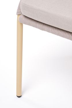 "Милан" стул плетеный из роупа, каркас алюминий (RAL1001), роуп бежевый круглый, ткань бежевая