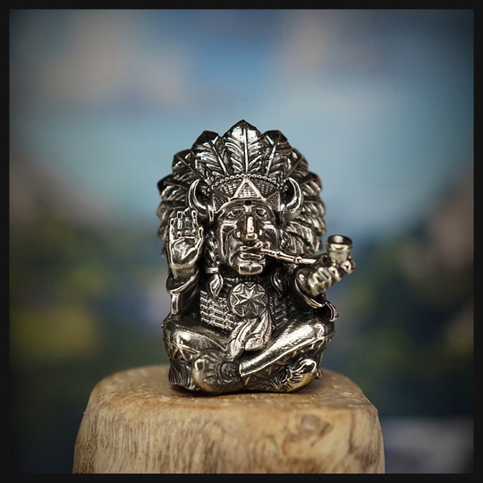 Темлячная бусина "Сидящий Бык" для ножей , мельхиор