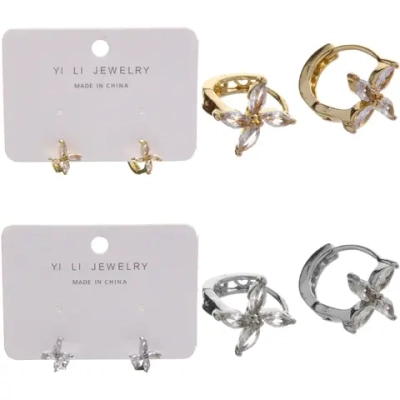 Серьги из гиппоалергенного металла со стразами «ПАЛУМНА», звезда, цвет золото и серебро, 1,3-dсм