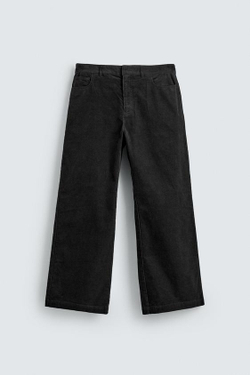 ZARA РАСКЛЕШЕННЫЕ БРЮКИ ИЗ ВЕЛЬВЕТА, ЧЕРНЫЙ