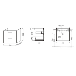 Мебель под раковину Jacob Delafon 60x45 Ola EB390-J5 схема