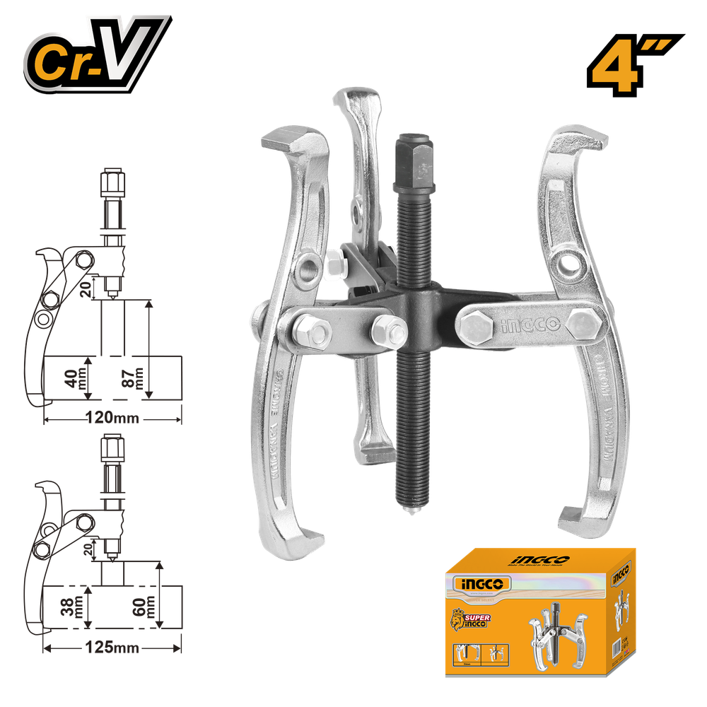 Съемник с тремя захватами INGCO HGP08034 INDUSTRIAL 4&quot;